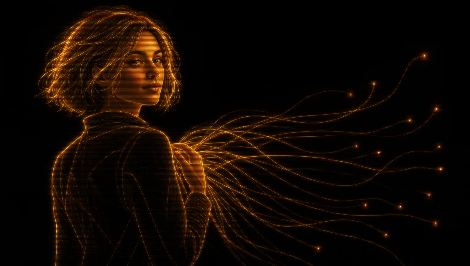 Lux holding a constellation of glowing memory threads